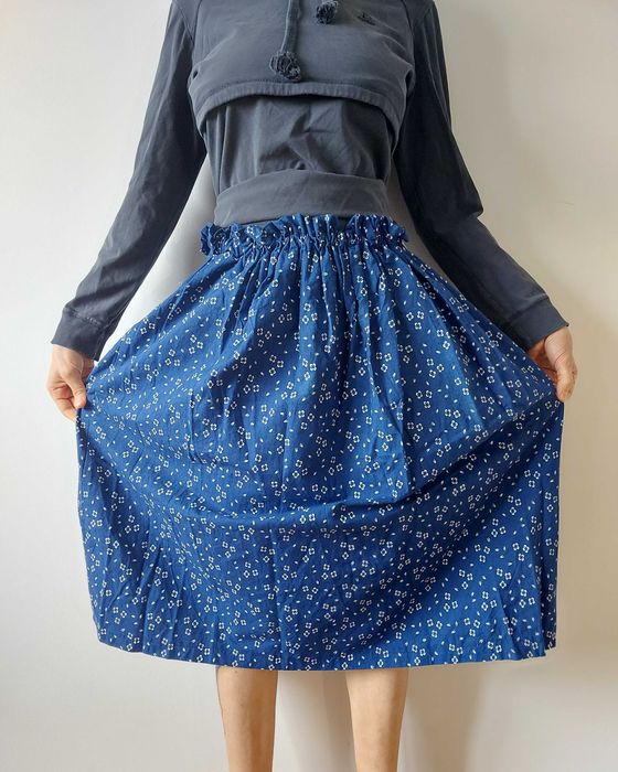 Vintage Handmade granatowa spódnica bawełniana damska rozmiar uniwersalny