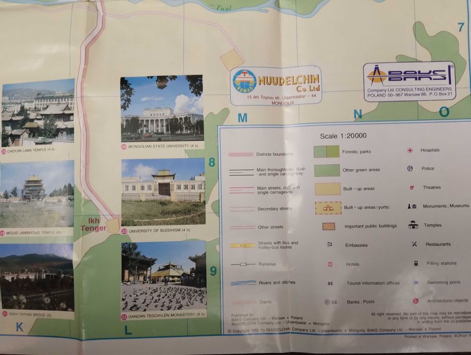Ułan Bator, plan miasta 1:20000 . Ulaanbaatar city map . Mongolia