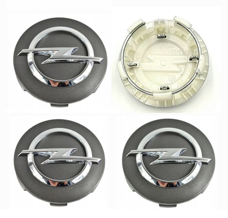 NOWE Dekielki 54mm OPEL komplet 4szt. dekle zaślepki kapsle szare kołpaczki zestaw