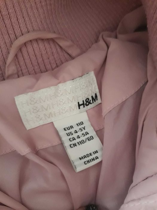 Kurtka zimowa  H&M dla dziewczynki. Kolor różowy. Rozmiar 104/110