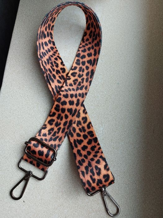 PANTERKA+czarne okucia MATERIAŁOWY szeroki pasek do torebki obag chase