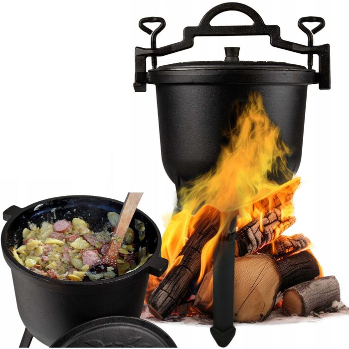 Kociołek myśliwski Garnek żeliwny 8L Ognisko Grill Pieczonki Garczek