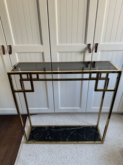 Konsola glamour złoto marmur szkło