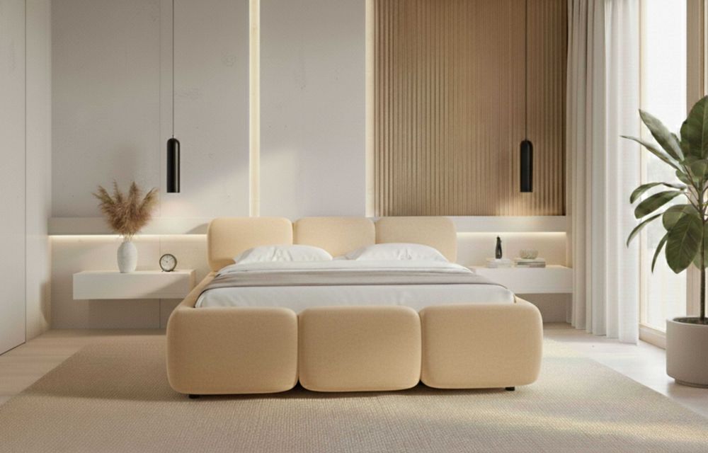 Zjawiskowe Łóżko kontynentalne SOFT BED w stylu Japandii 140x200cm.