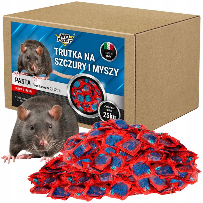 Trutka na szczury i myszy No Pest® pasta brodifakum 25kg. Hurt/detal