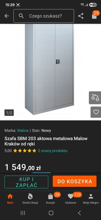 Szafa metalowa na dokumenty biurowe garaz Malow