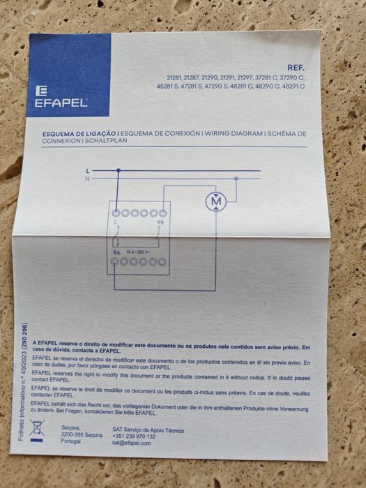 10 Comandos de estores eléctricos EFAPEL 21290
