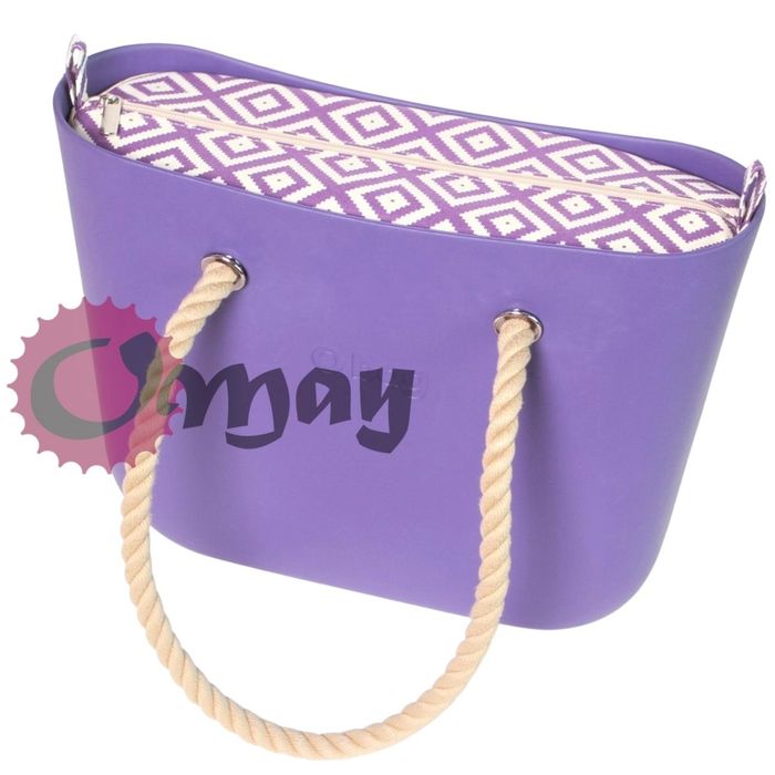 organizer OBAG STANDARD romby beżowo fioletowe 2 kieszenie wkład OMAY