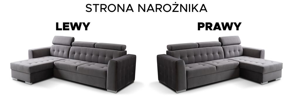 Narożnik ZARA 230 x 165 - funkcja spania, pojemnik, ruchome zagłówki