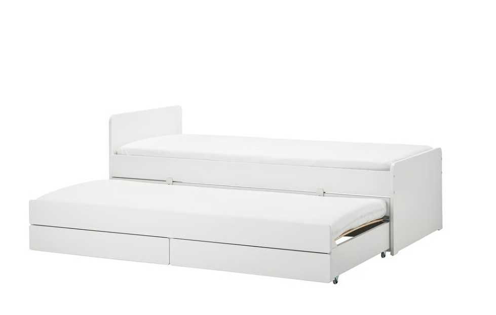 Estrutura de cama SLÄKT IKEA c/ cama-gavetão + arrumação, branco, 90x200 cm - com 1 mês