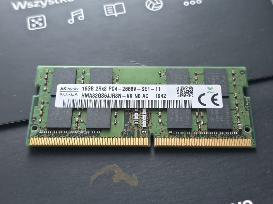 Pamiec RAM DDR4 SKhynix 16GB  laptop  2Rx8 PC4-2666V 2666MHz Wrocław
