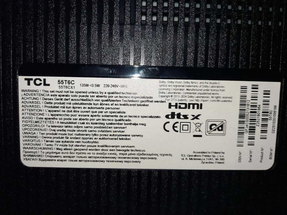 55" 4К UHD TCL Смарт Український 55T6C з Німеччини НОВИЙ