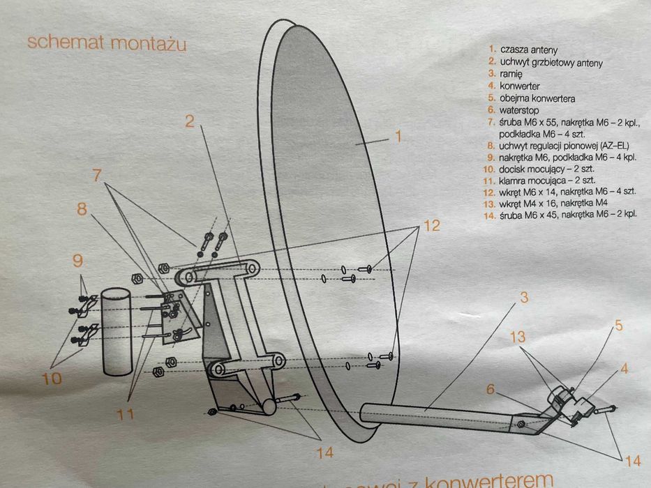 Antena satelitarna nowa z dekoderem i pilotem