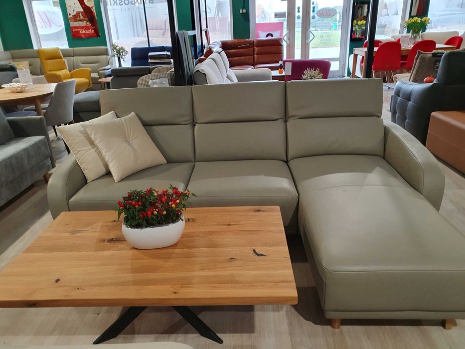 Narożnik MALAWI z funkcją spania i pojemnik. skórzany MF-10 Okazja 30%