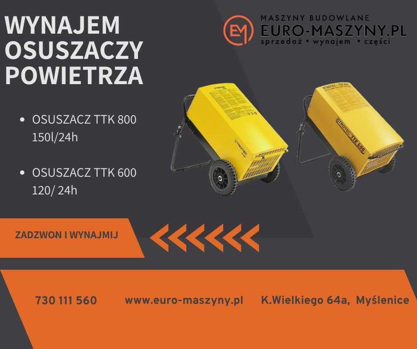 Wynajem nagrzewnic oraz osuszaczy powietrza!