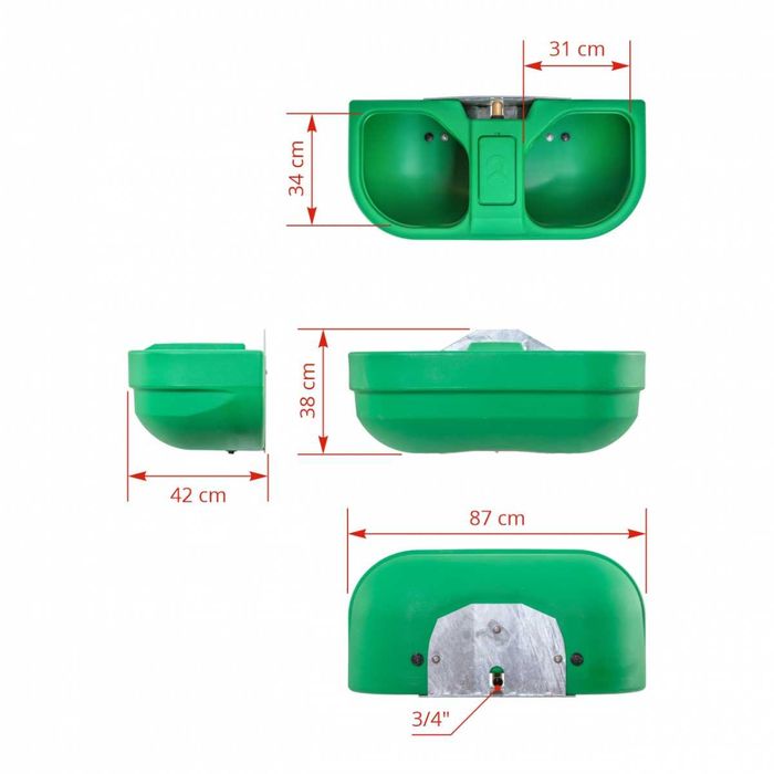 Poidło dla bydła S60, podwójne, 58 l, montaż ścienny/rurkowy Kerbl