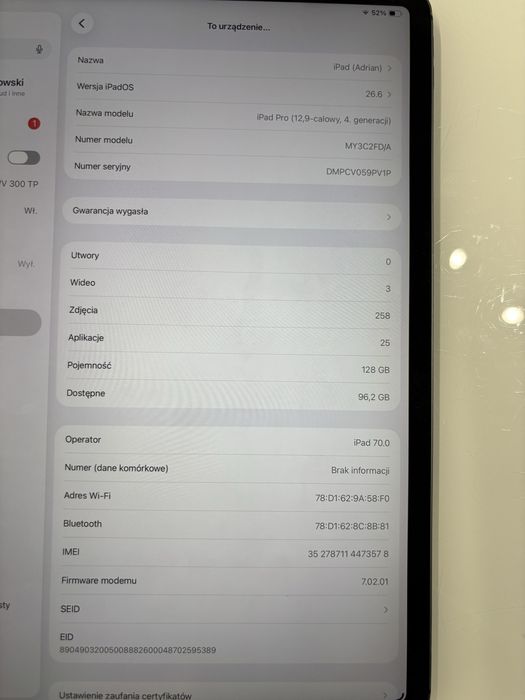 Apple iPad PRO 12,9” A2232 Wi-Fi + Cellular (LTE)/ + GRATIS Pencil USB-C