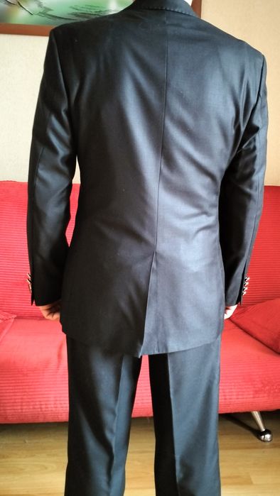 Новый итальянский черный классический мужской костюм 3ка с белой шелко