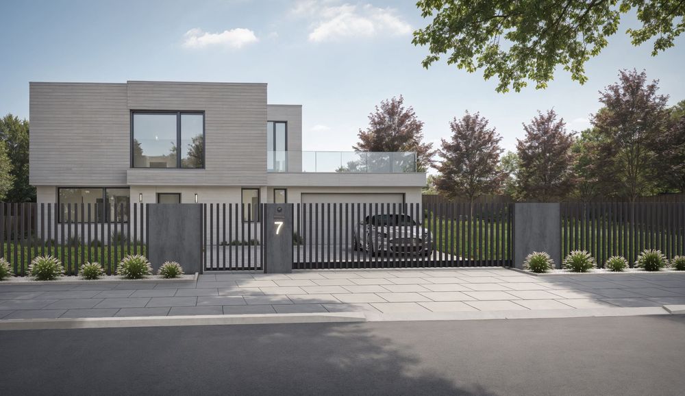 ogrodzenie słupki nowoczesne spieki kwarcowe mur nie elka