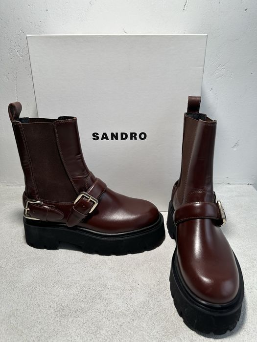 Ботинки Sandro коричневые кожа SFACH01022 baldinini