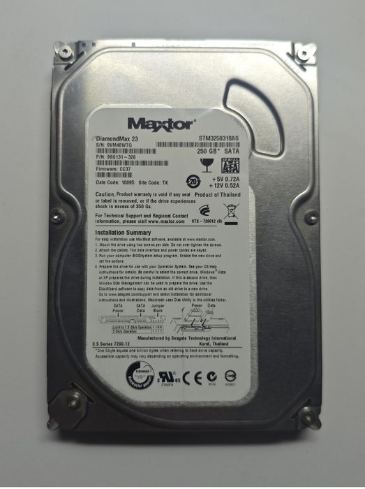 Жорсткий диск HDD Maxtor 250GB/3.5"/7200/SATA