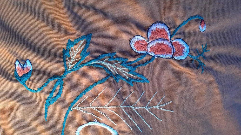 Saco de pão com bordado, feito à mão