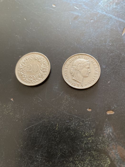 2 moedas de 20 rappen ( Suíça ) níquel