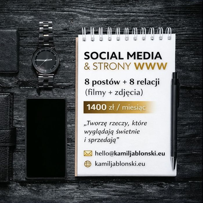 Social Media + Strony WWW | 8 postów + 8 relacji | 1400 zł