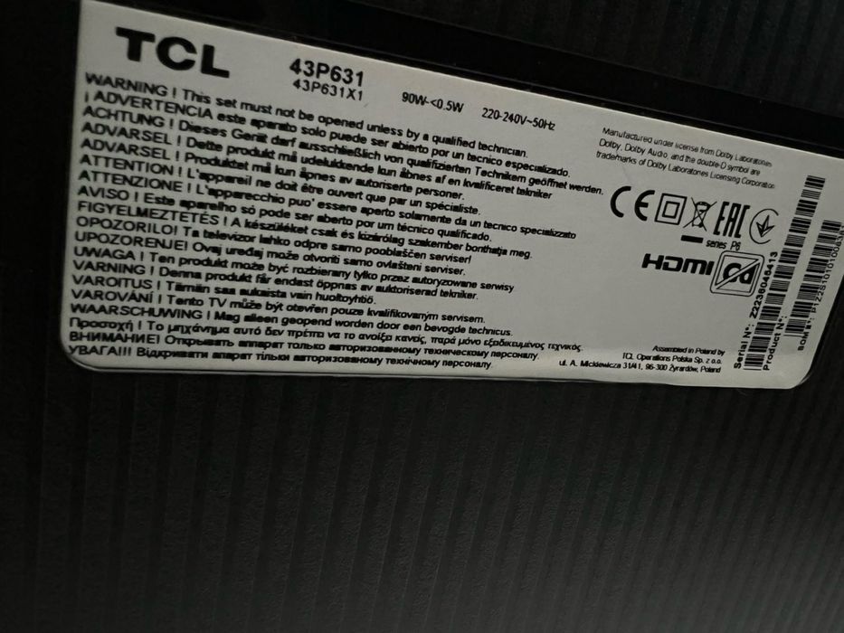 TCL 43 cali 4K Google TV