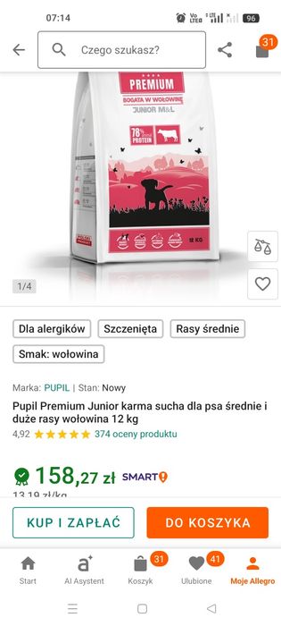 Okazja!!!Sprzedam suchą karmę dla szczeniąt i młodych psów