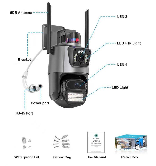 Вулична Wi-Fi камера відеоспостереження 6MP. Додаток iCSee