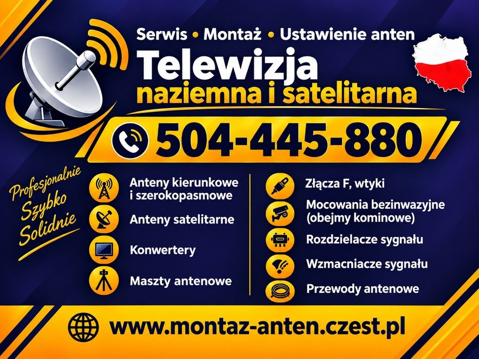 Montaż Ustawienie Naprawa Anten Telewizji Naziemnej i Satelitarnej TV