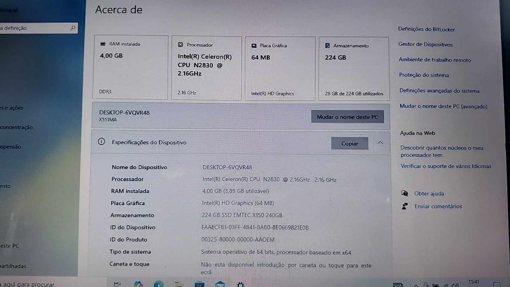 Pc asus portátil