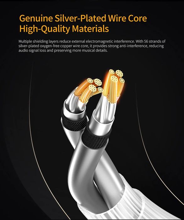 Кабель для наушников 2pin-C, USB Type-C  с микрофоном