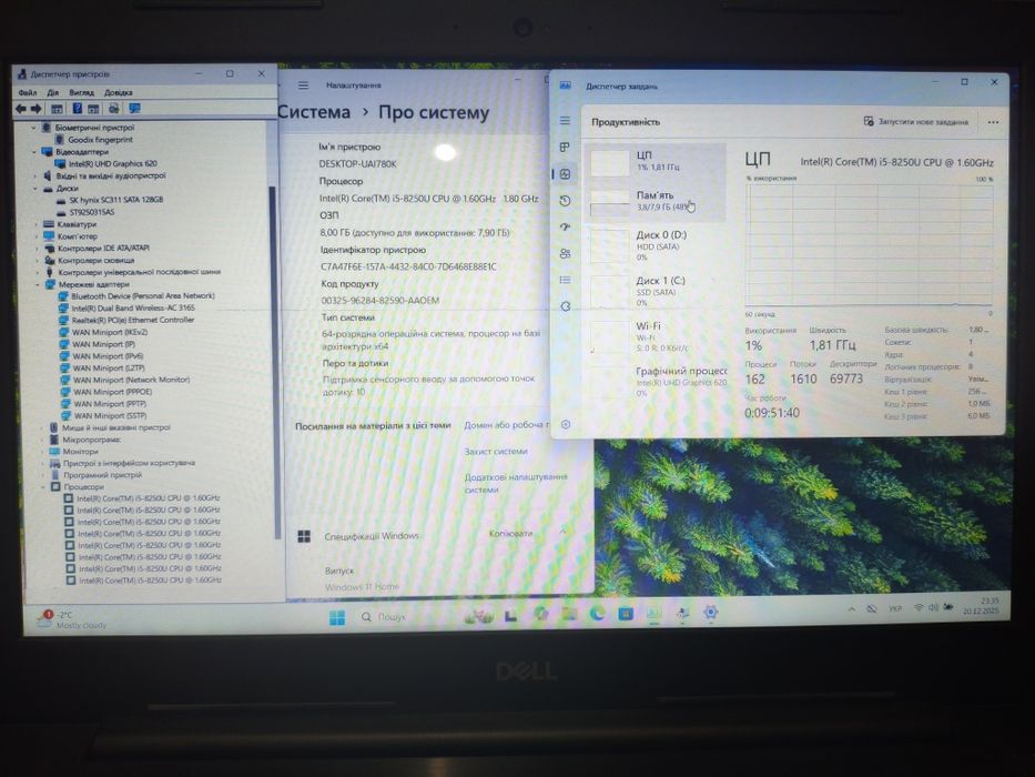 Ноутбук Dell Latitude 5570  i5-8250U/DDR4 8/250/15.6" Full HD сенсорн