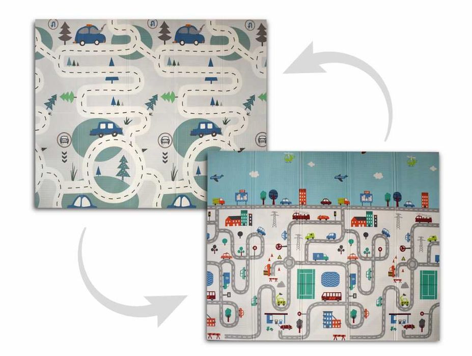 Duża Dwustronna Mata Piankowa Edukacyjna 180x200cm Składana (PROMOCJA)