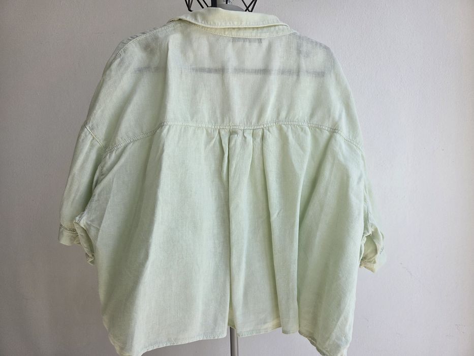 Zara koszula seledynowa 100% len XL