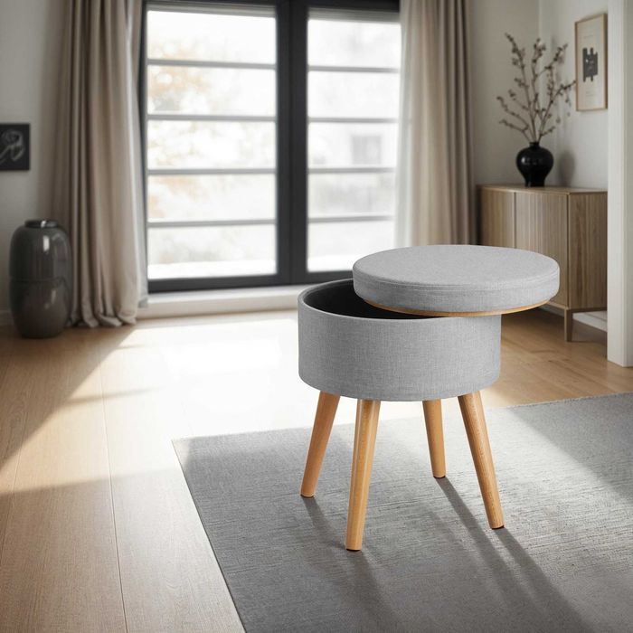 Stołek ze schowkiem Yara jasnoszary lub piaskowy OUTLET