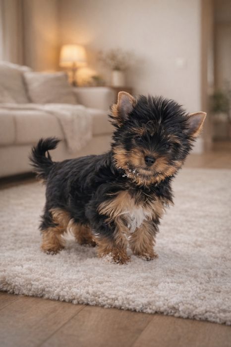 Маленький аристократ щеня-хлопчик йоркширського тер’єра