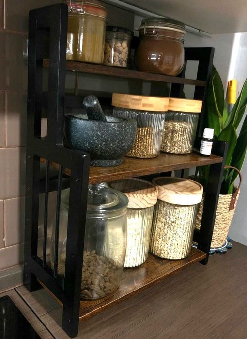 Bambusowa półka na przyprawy 3-poziomowa - organizer kuchenny na blat