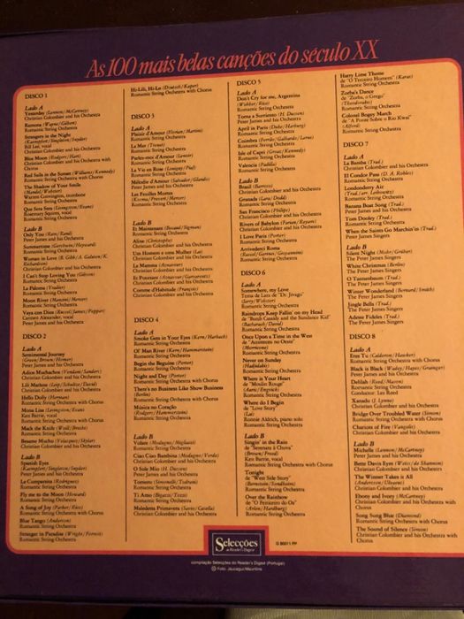 As 100 Mais Belas Canções do Século XX - 8 discos de vinil + 1 extra