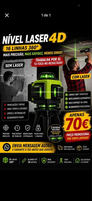 Nível a Laser 16 Linhas Novo Com Tripé