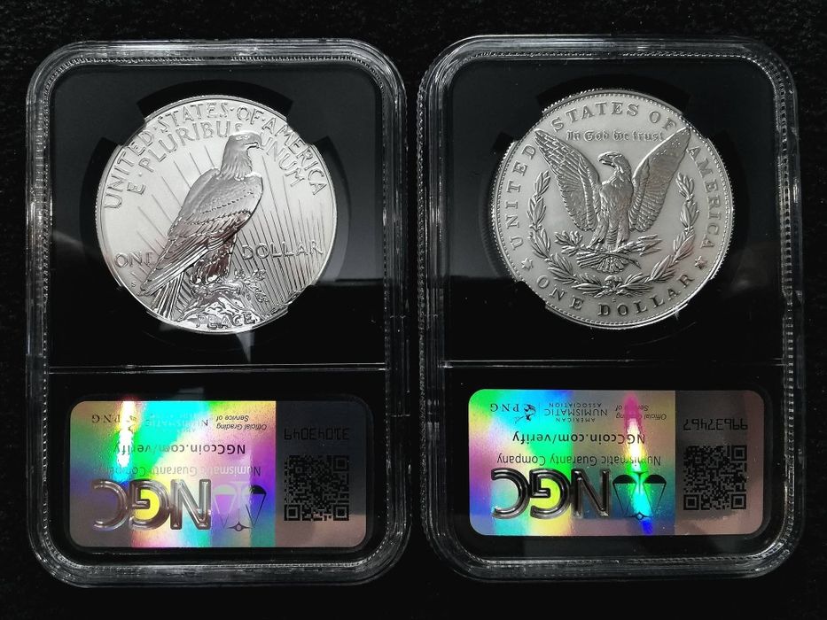 Набір з двох монет 2023р.- Morgan & Peace Dollar Proof Two - Coin Set. СРІБЛО.