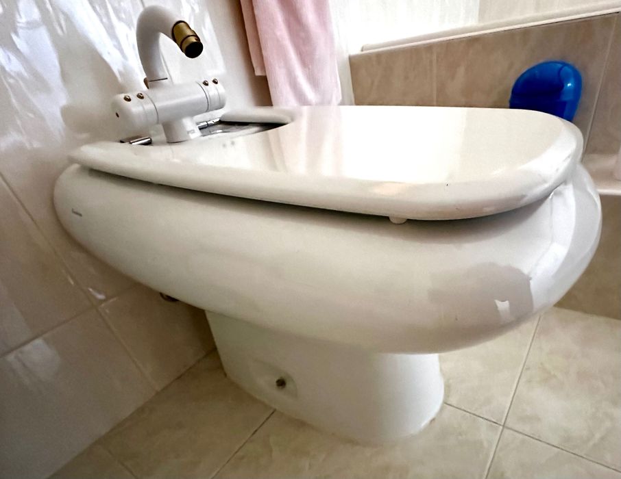 Bidé branco com tampa