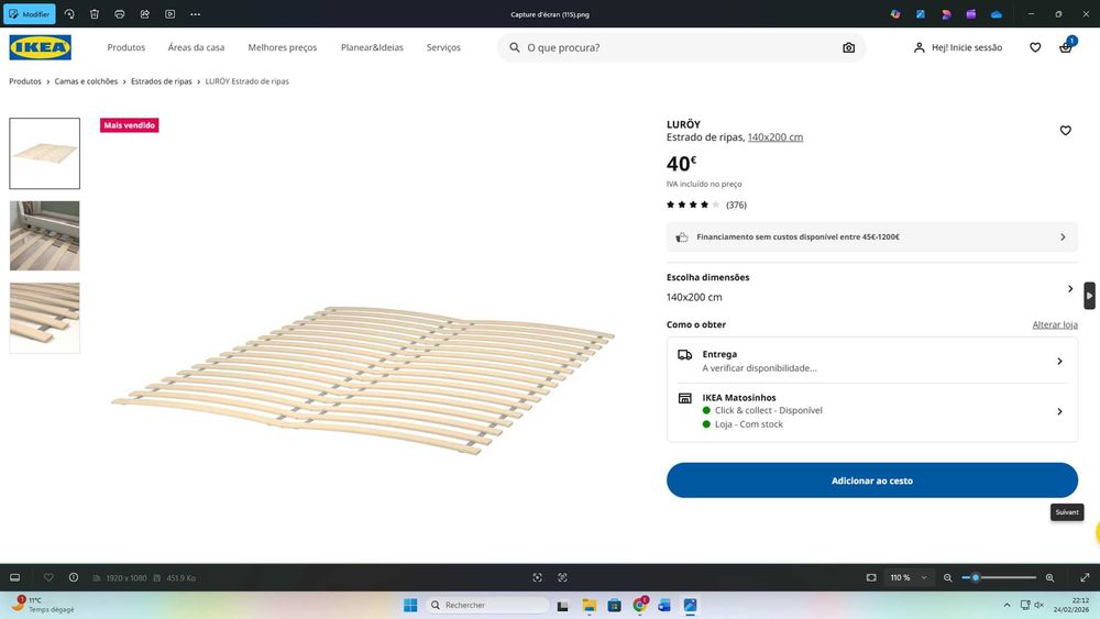 Cama com estrado e colchão 200x140 cm Ikéa