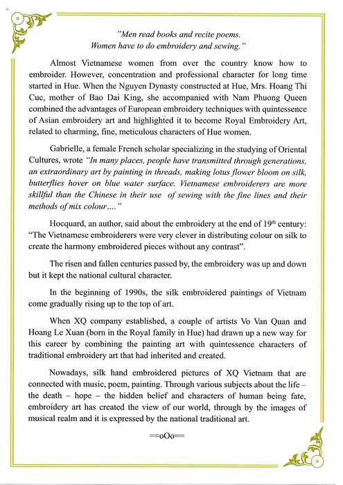 Quadro Vietnam Bordado a Seda