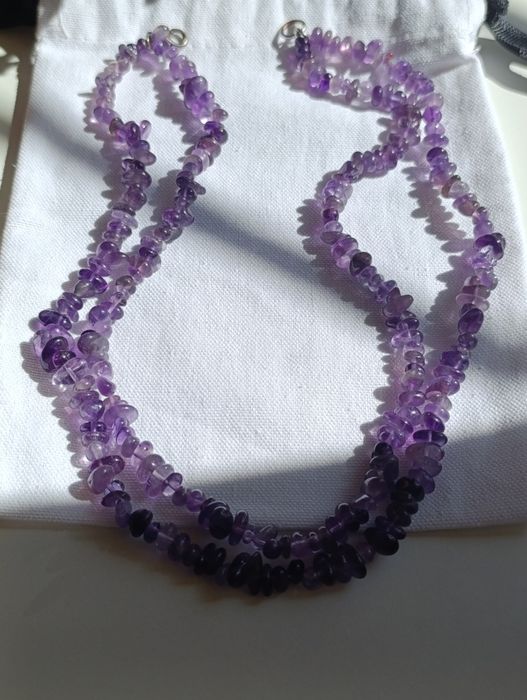 Аметист нить двойная бусы оникс