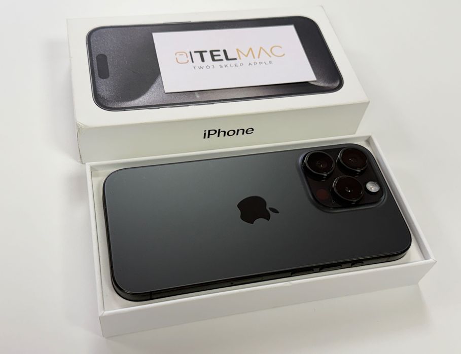Apple iPhone 15 Pro 128GB 5G Black • SUPER STAN • GW • Raty 0%