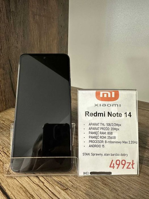 Smartfon Telefon Xiaomi Redmi Note 14 6/128GB czarny stan bdb gwarancja