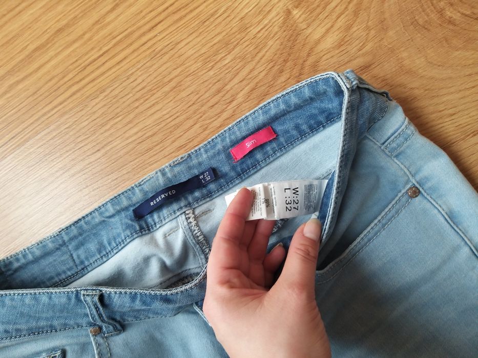 Jeansy spodnie rurki jeansowe Reserved s 36 denim denimowe w27 l32